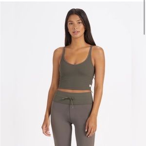 Vuori rip crop tank in oregano (dark olive green). New with tags.